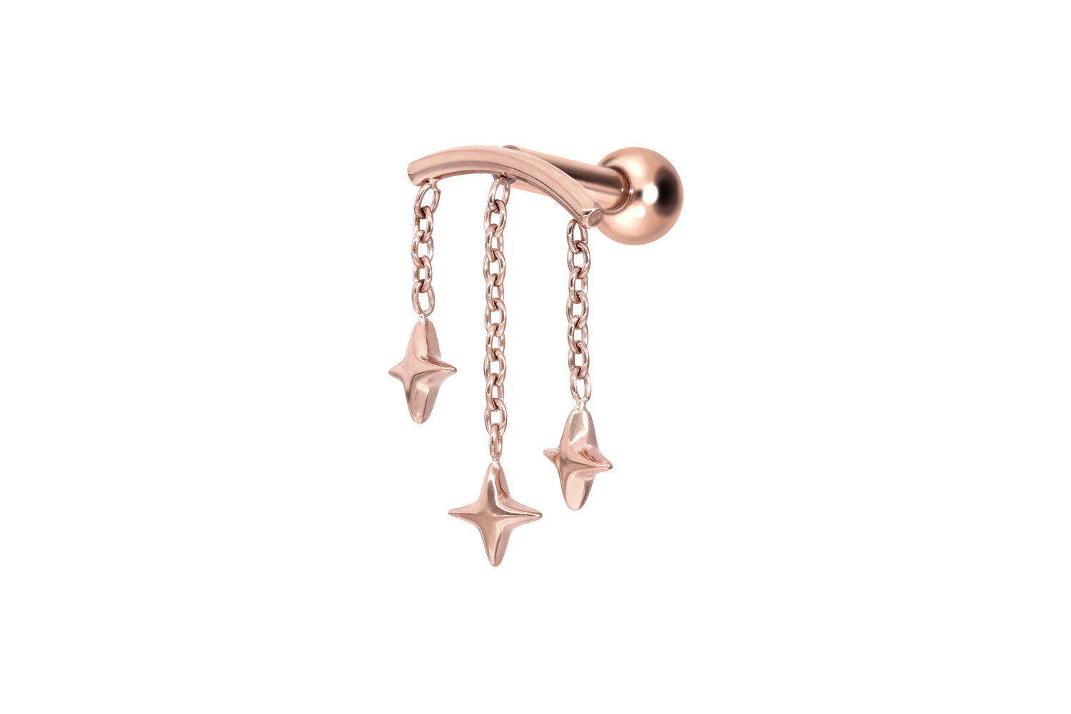 Titan Ohrpiercing mit Innengewinde BOGEN + 3 STERNE